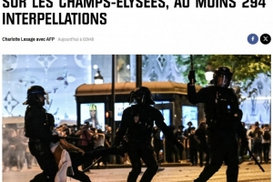 巴黎夺冠后球迷洗劫鞋店+点燃汽车，警方目前已至少逮捕294人